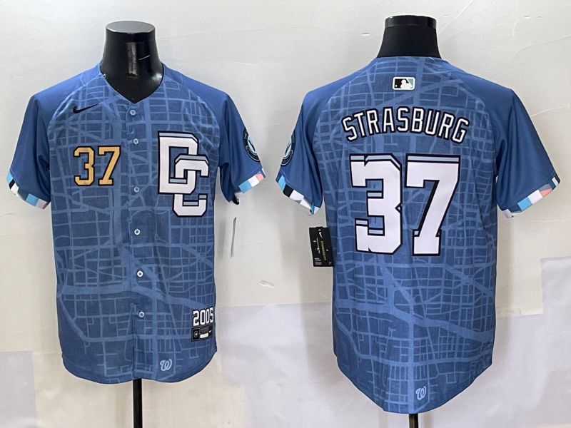 Men Washington Nationals #37 Strasburg Blue Joint Name 2025 Nike MLB Jersey style 3->washington nationals->MLB Jersey
